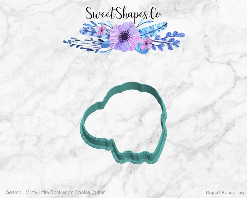 Minty Little Bookworm Cookie Cutter — left view