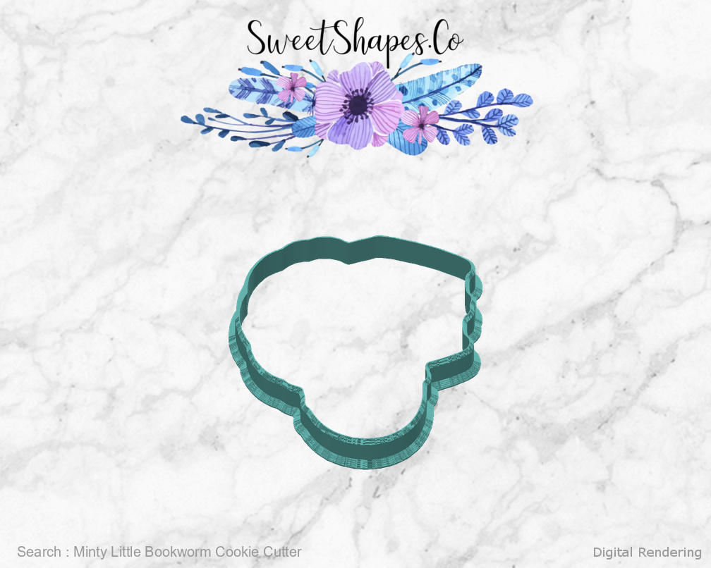 Minty Little Bookworm Cookie Cutter — back view