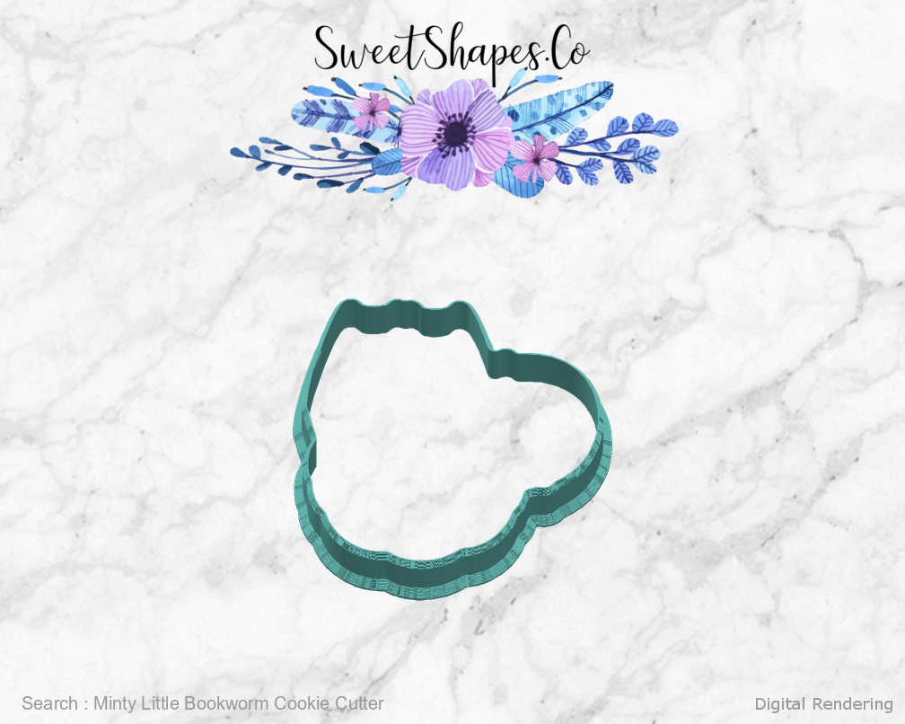 Minty Little Bookworm Cookie Cutter — right view