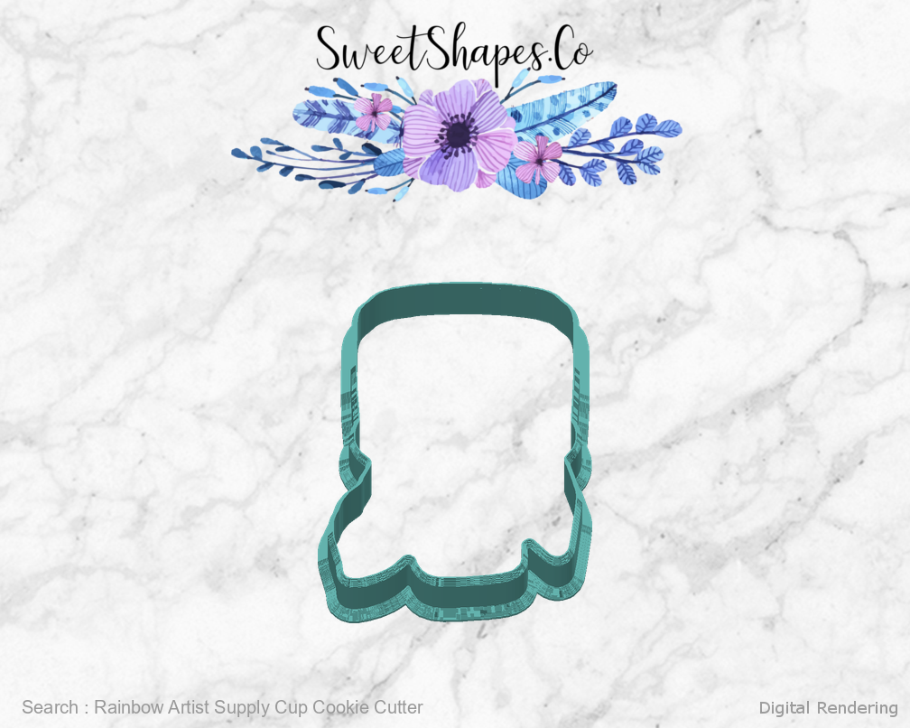 Rainbow Artist Supply Cup Cookie Cutter — back view