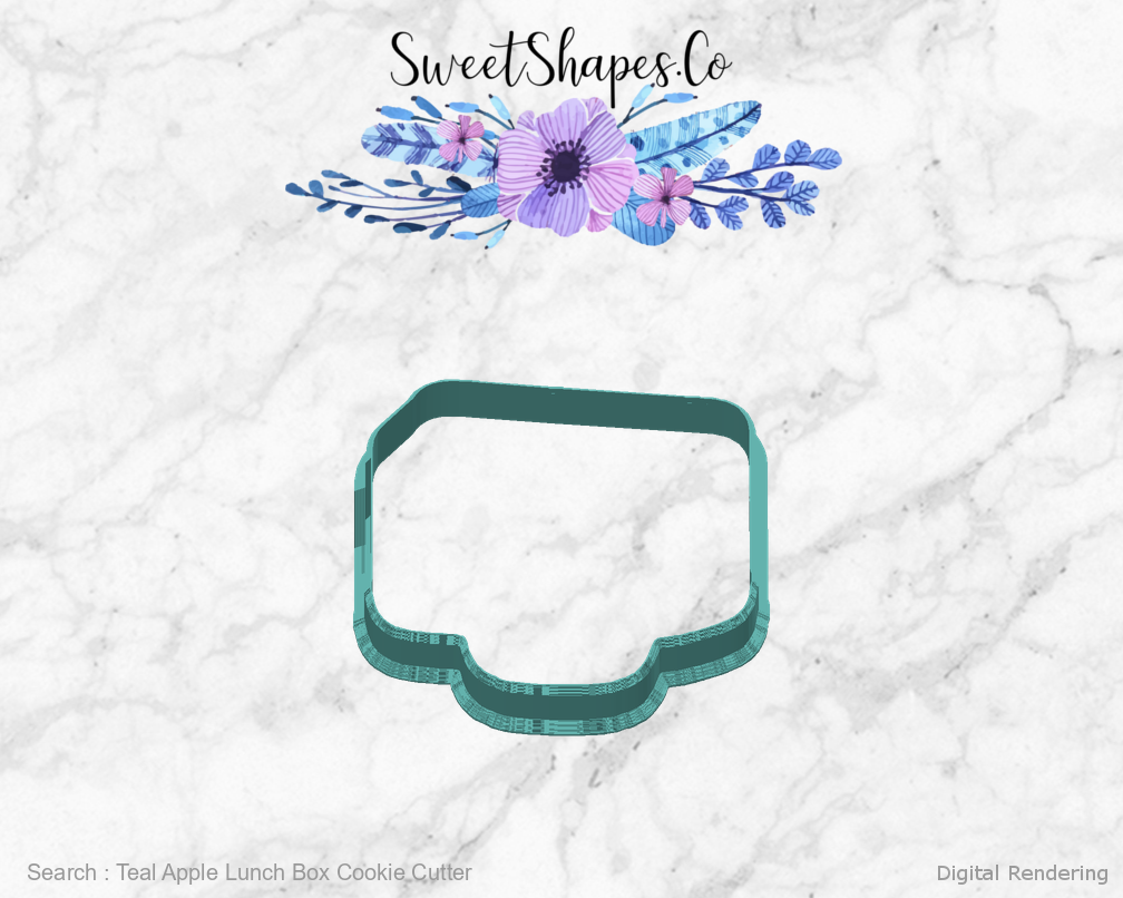 Teal Apple Lunch Box Cookie Cutter — back view
