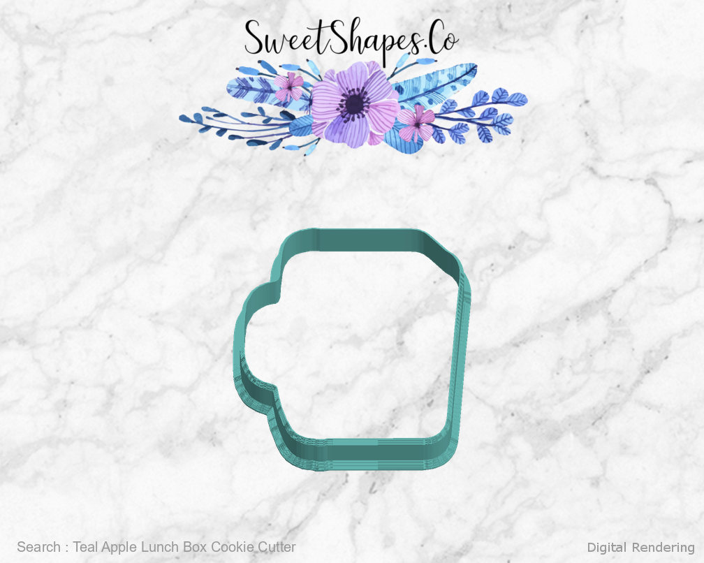 Teal Apple Lunch Box Cookie Cutter — left view
