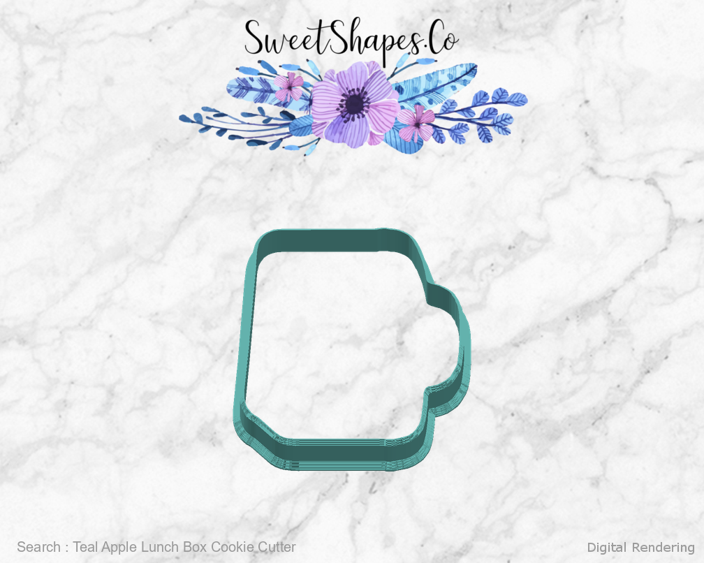 Teal Apple Lunch Box Cookie Cutter — right view