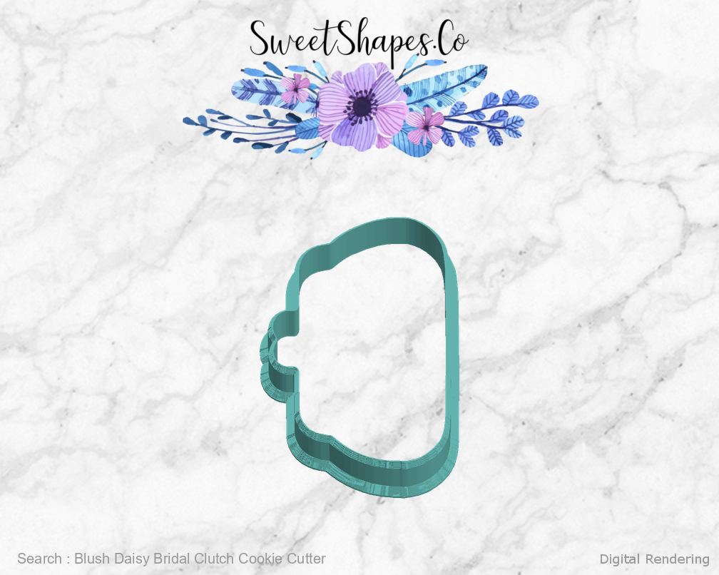 Blush Daisy Bridal Clutch Cookie Cutter — left view