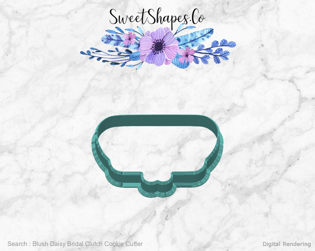 Blush Daisy Bridal Clutch Cookie Cutter — back view