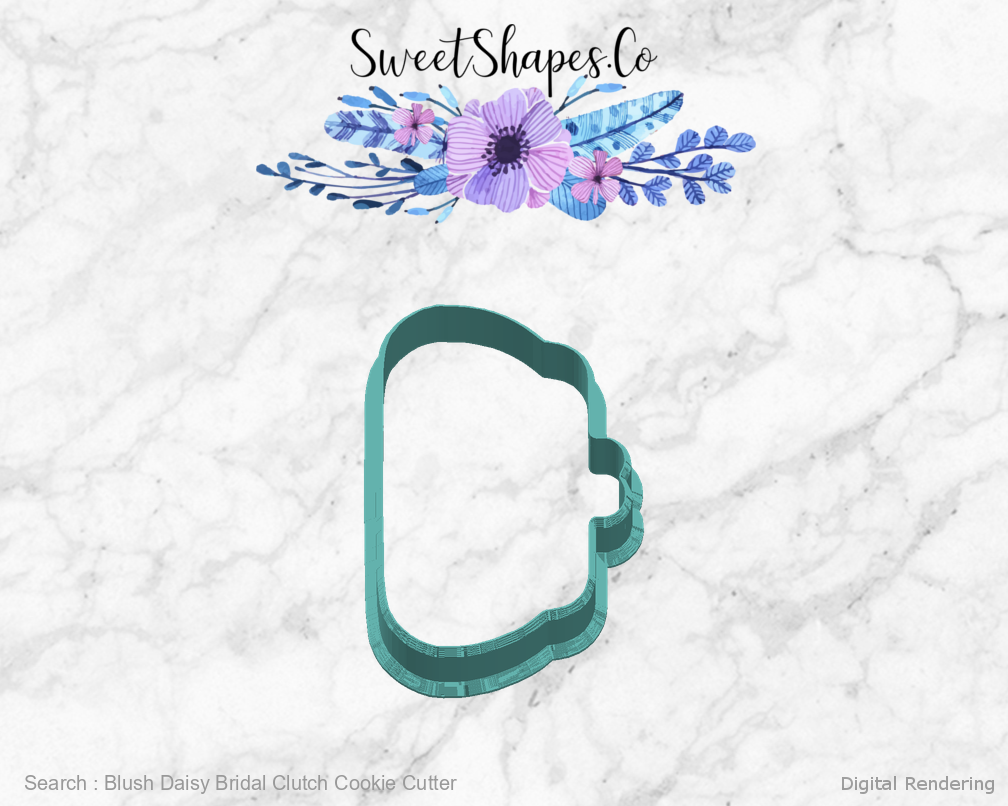Blush Daisy Bridal Clutch Cookie Cutter — right view