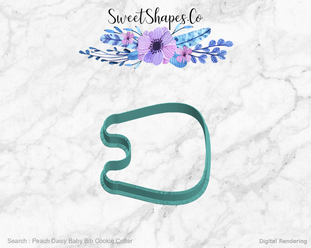 Peach Daisy Baby Bib Cookie Cutter — left view