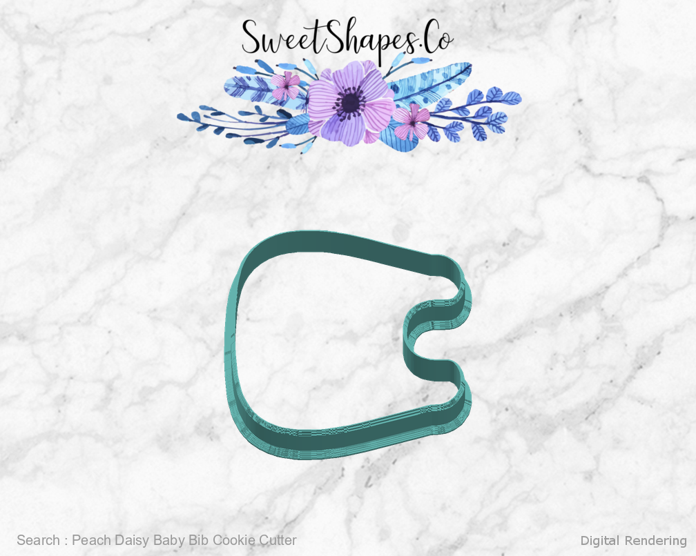 Peach Daisy Baby Bib Cookie Cutter — right view