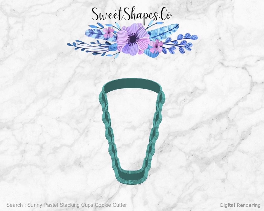 Sunny Pastel Stacking Cups Cookie Cutter — back view