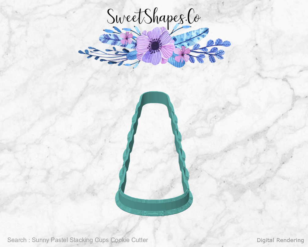 Sunny Pastel Stacking Cups Cookie Cutter — front view