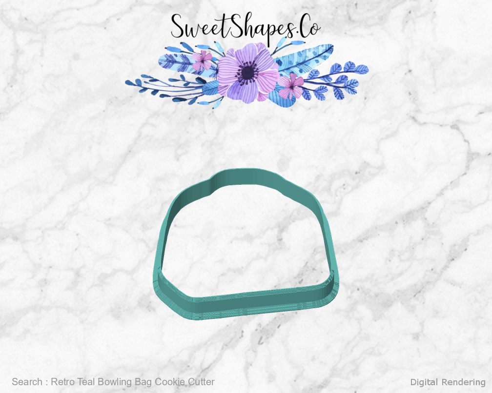 Retro Teal Bowling Bag Cookie Cutter — front view