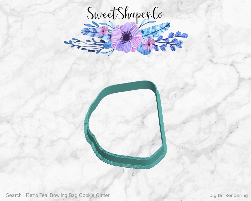Retro Teal Bowling Bag Cookie Cutter — left view