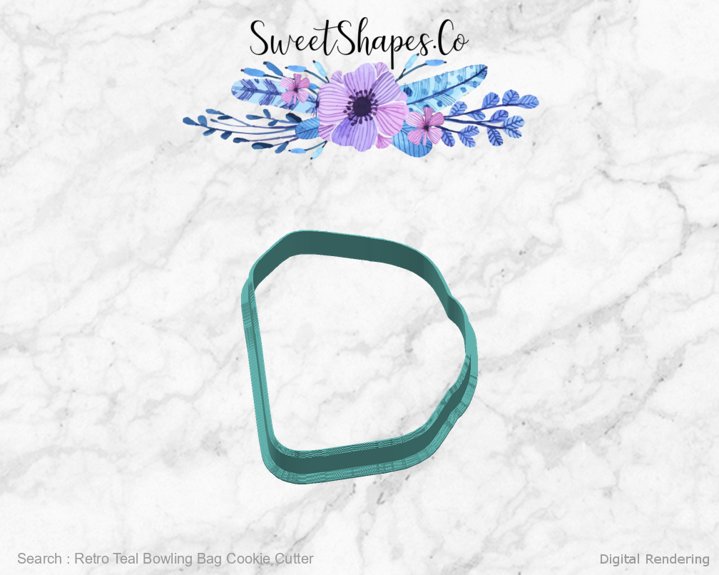 Retro Teal Bowling Bag Cookie Cutter — right view