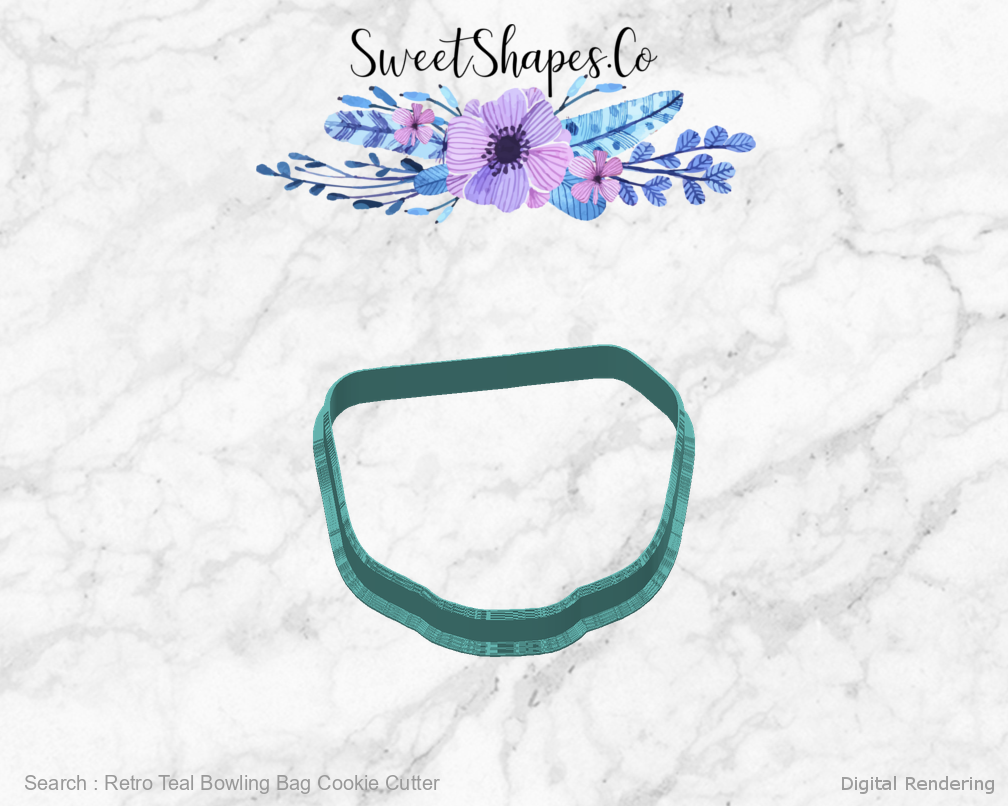 Retro Teal Bowling Bag Cookie Cutter — back view