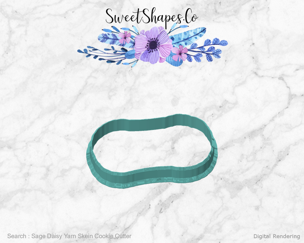 Sage Daisy Yarn Skein Cookie Cutter — front view