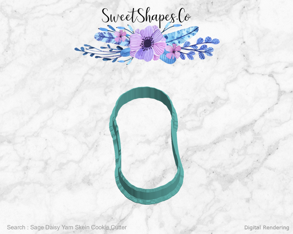 Sage Daisy Yarn Skein Cookie Cutter — left view