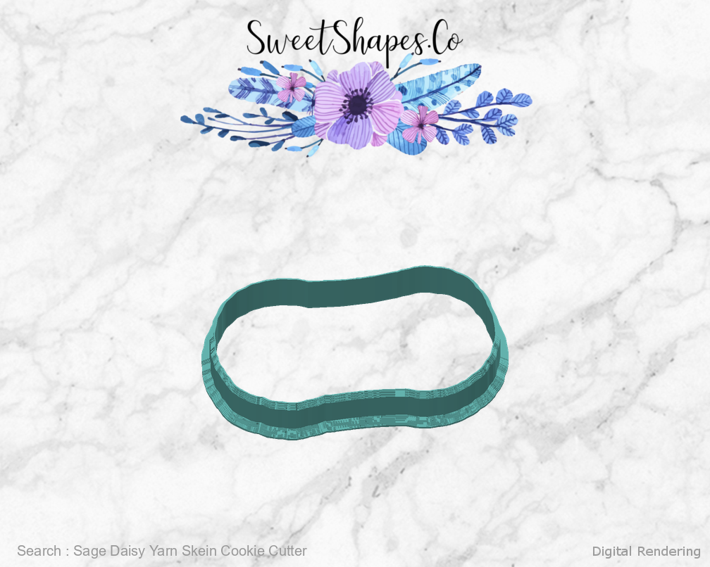 Sage Daisy Yarn Skein Cookie Cutter — back view