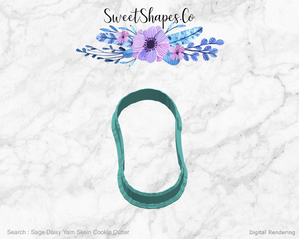 Sage Daisy Yarn Skein Cookie Cutter — right view