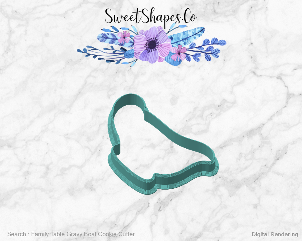 Family Table Gravy Boat Cookie Cutter — angled front view