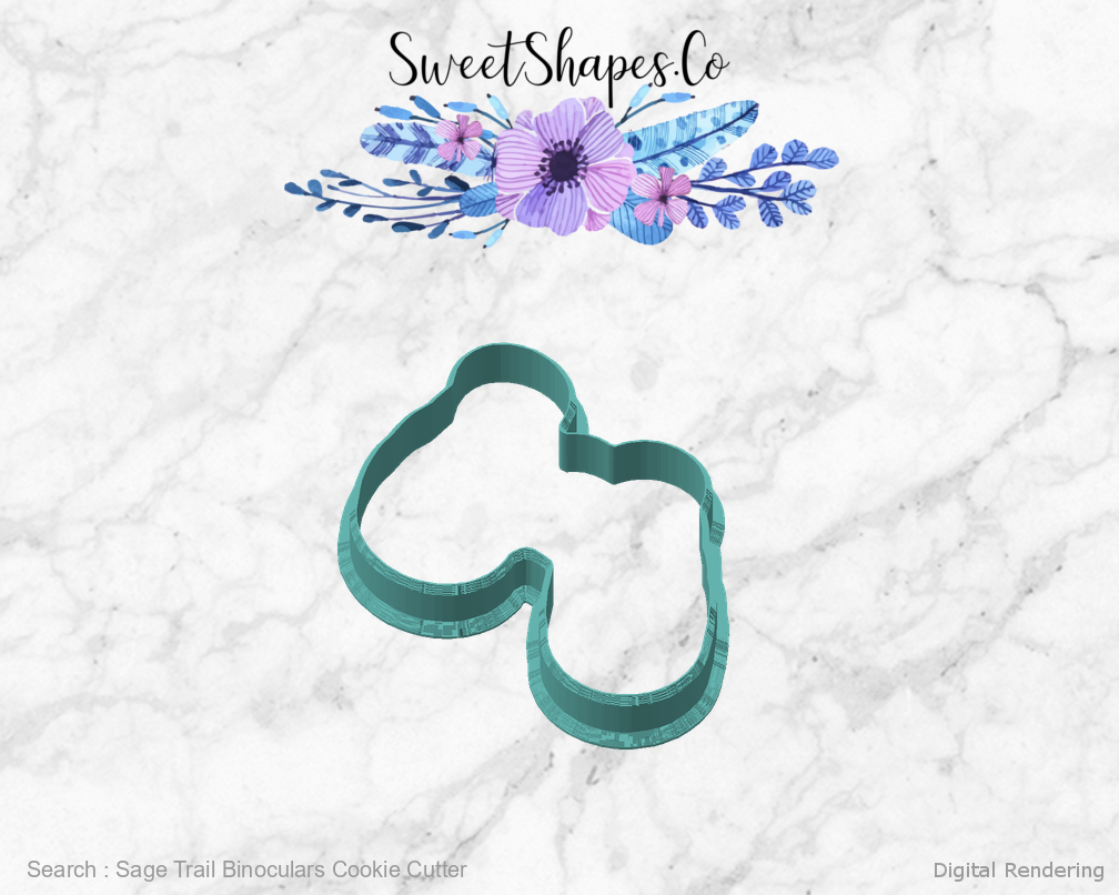 Sage Trail Binoculars Cookie Cutter — angled front view