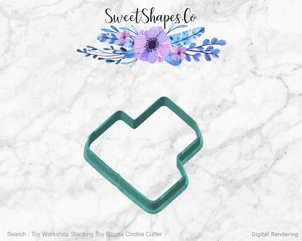 Toy Workshop Stacking Toy Blocks Cookie Cutter — angled front view