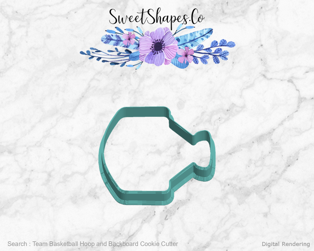 Team Basketball Hoop and Backboard Cookie Cutter — left view