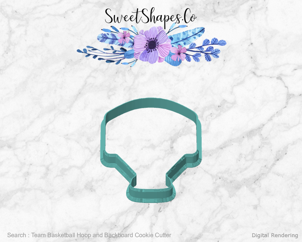 Team Basketball Hoop and Backboard Cookie Cutter — front view