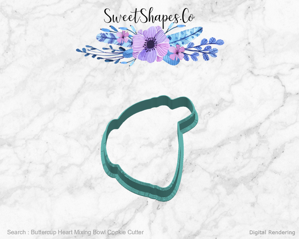 Buttercup Heart Mixing Bowl Cookie Cutter — right view