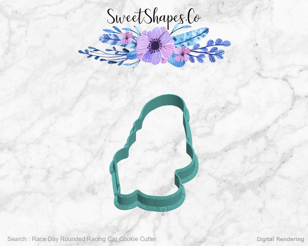 Race Day Rounded Racing Car Cookie Cutter — left view