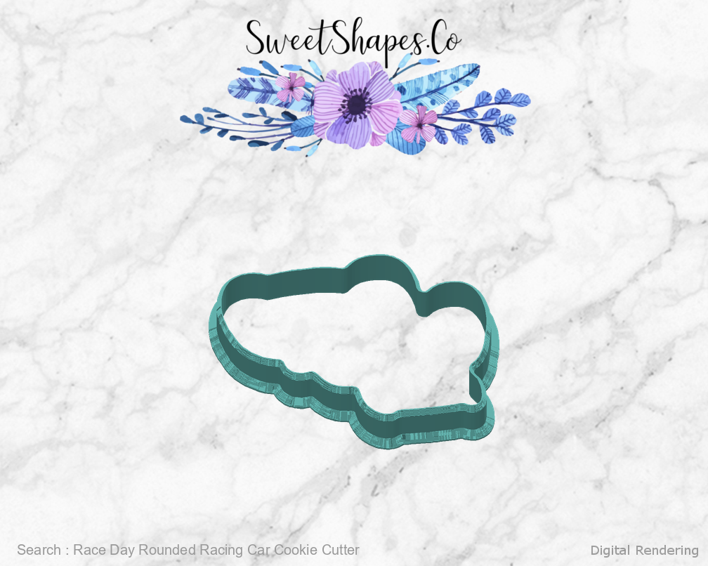 Race Day Rounded Racing Car Cookie Cutter — back view