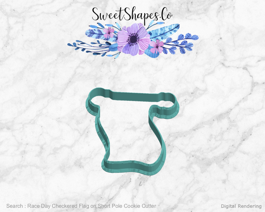 Race Day Checkered Flag on Short Pole Cookie Cutter — left view
