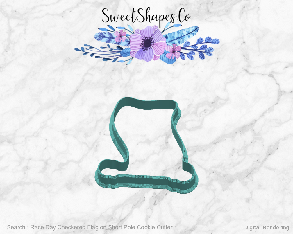 Race Day Checkered Flag on Short Pole Cookie Cutter — right view