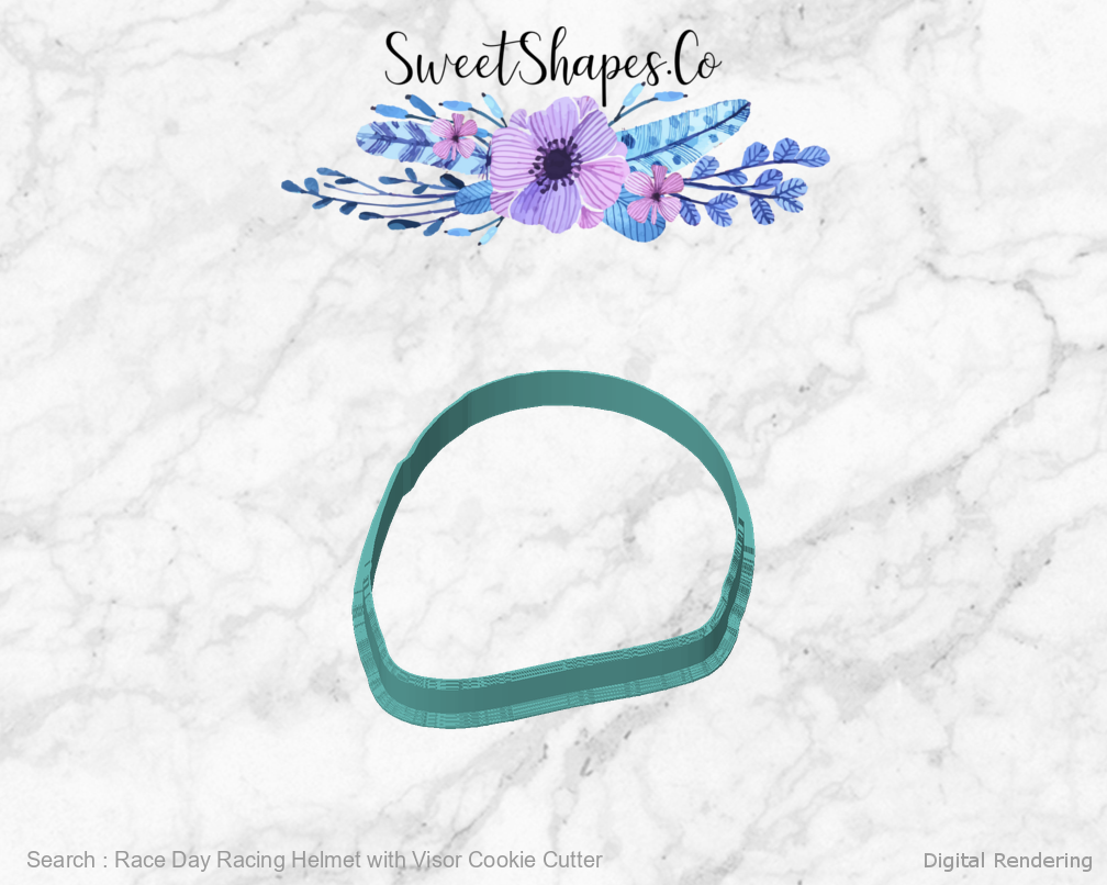 Race Day Racing Helmet with Visor Cookie Cutter — front view