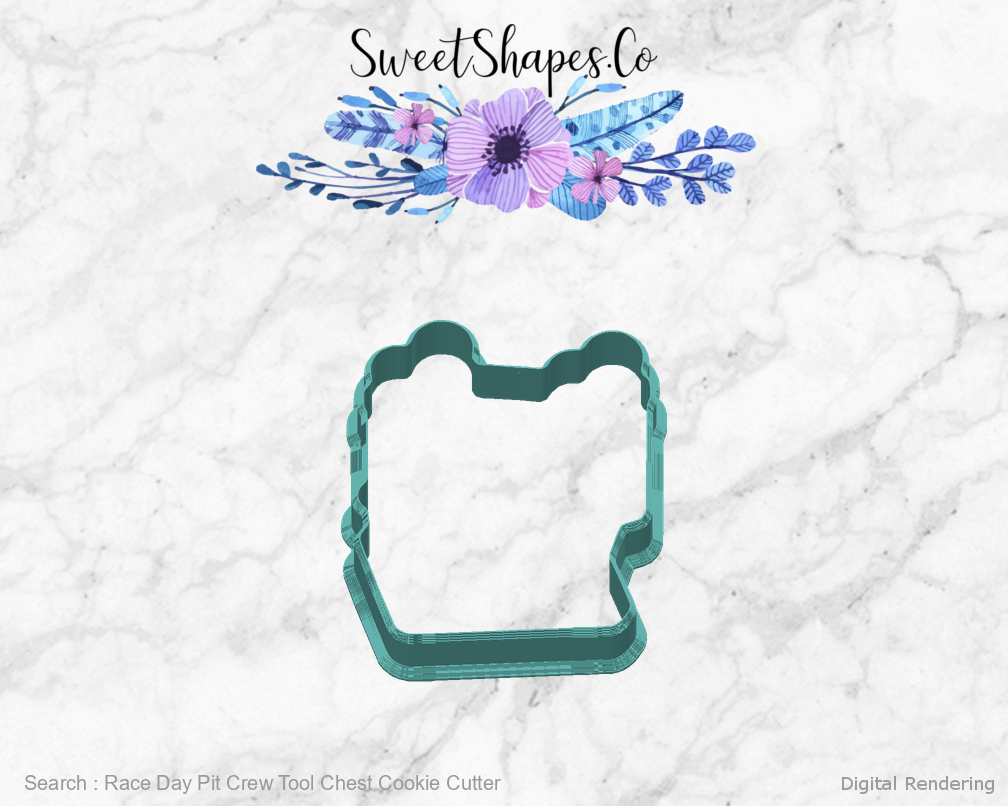 Race Day Pit Crew Tool Chest Cookie Cutter — back view