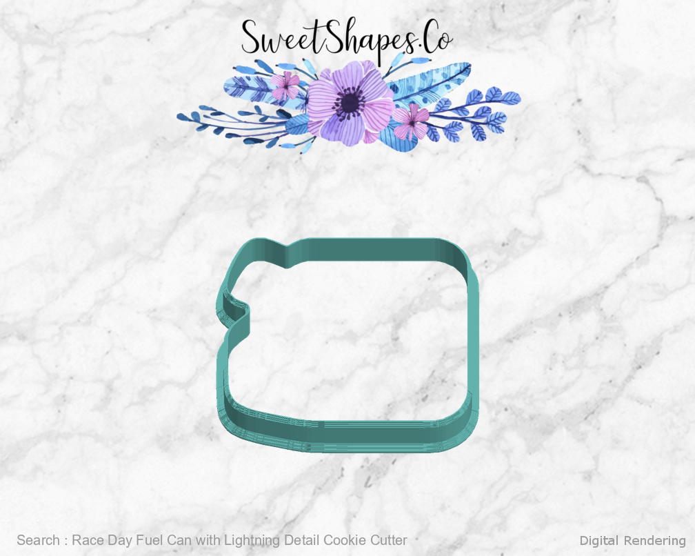 Race Day Fuel Can with Lightning Detail Cookie Cutter — left view