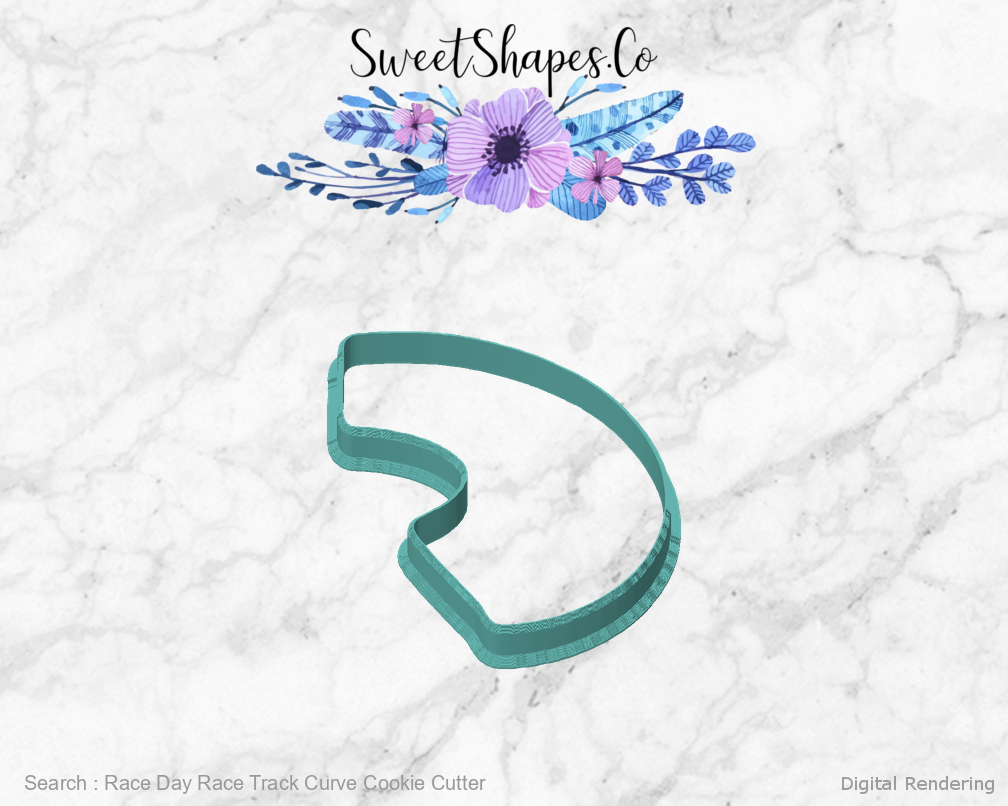 Race Day Race Track Curve Cookie Cutter — front view