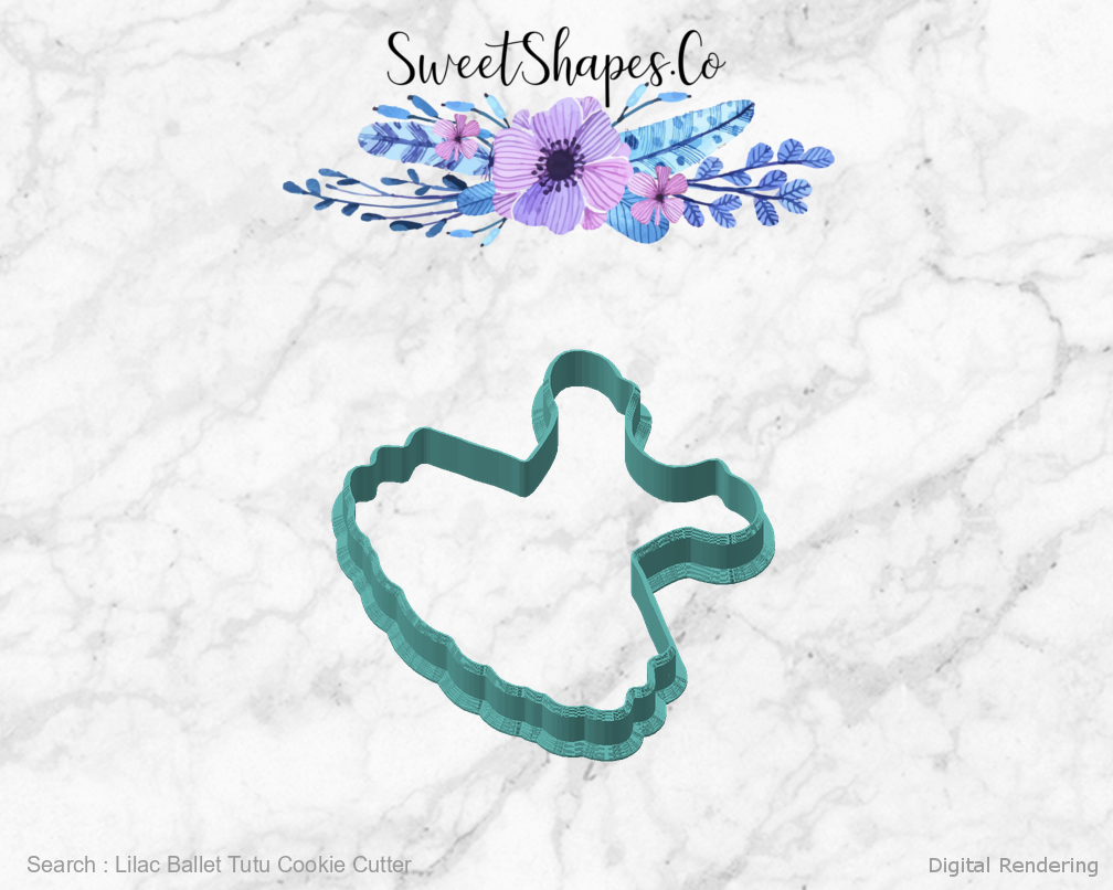 Lilac Ballet Tutu Cookie Cutter — angled front view