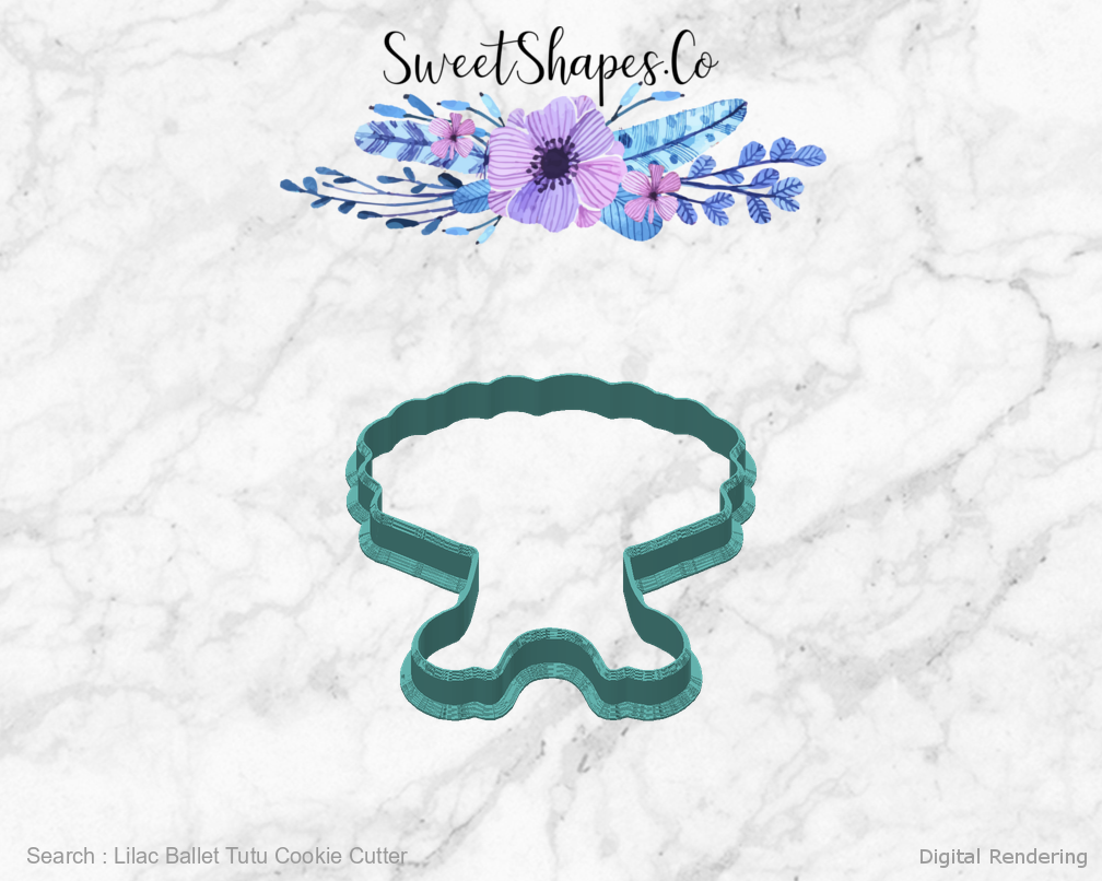 Lilac Ballet Tutu Cookie Cutter — back view