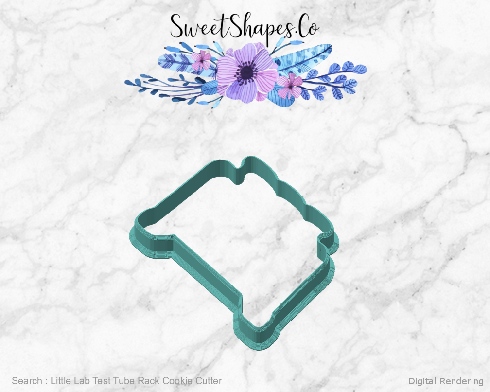 Little Lab Test Tube Rack Cookie Cutter — angled front view
