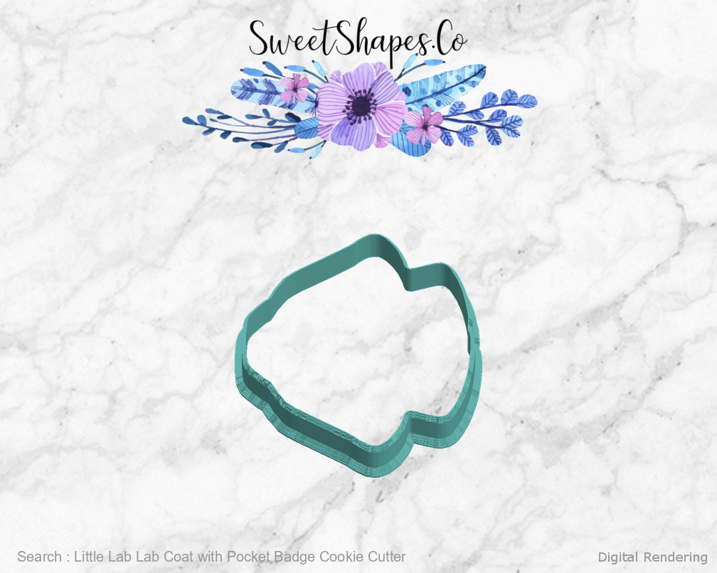 Little Lab Lab Coat with Pocket Badge Cookie Cutter — left view