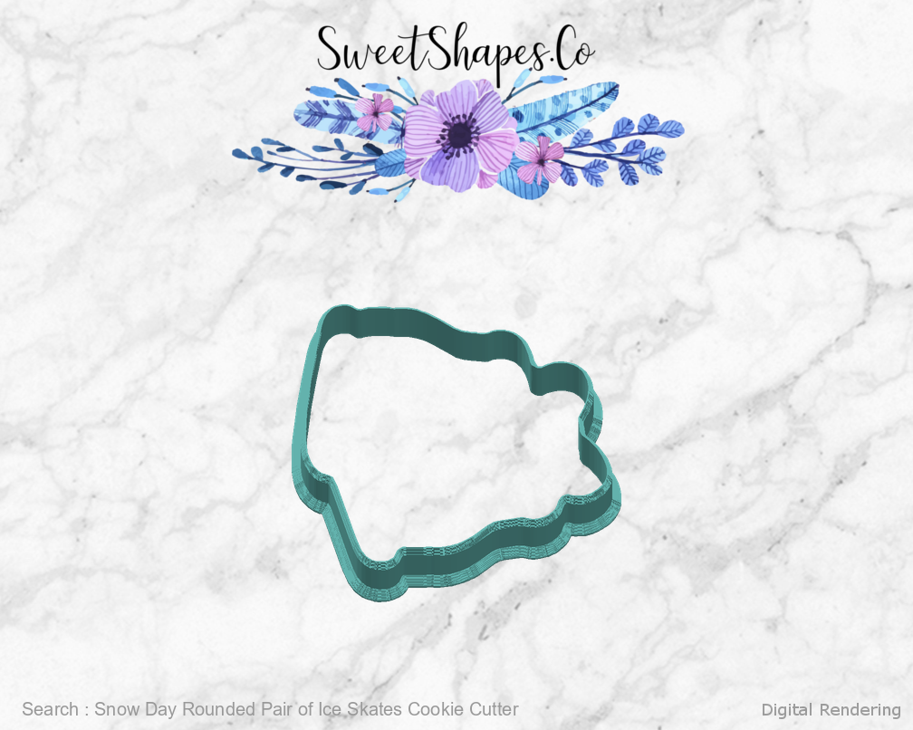 Snow Day Rounded Pair of Ice Skates Cookie Cutter — right view