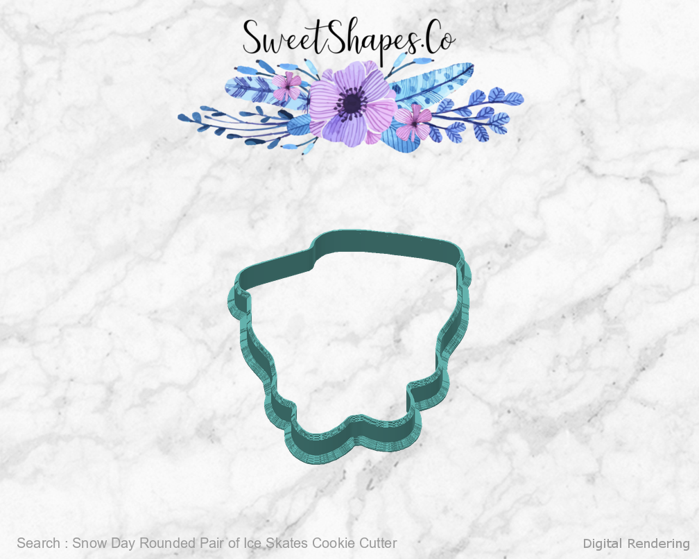 Snow Day Rounded Pair of Ice Skates Cookie Cutter — back view