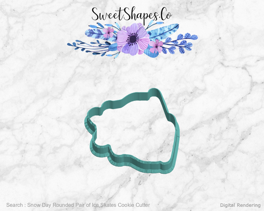 Snow Day Rounded Pair of Ice Skates Cookie Cutter — left view