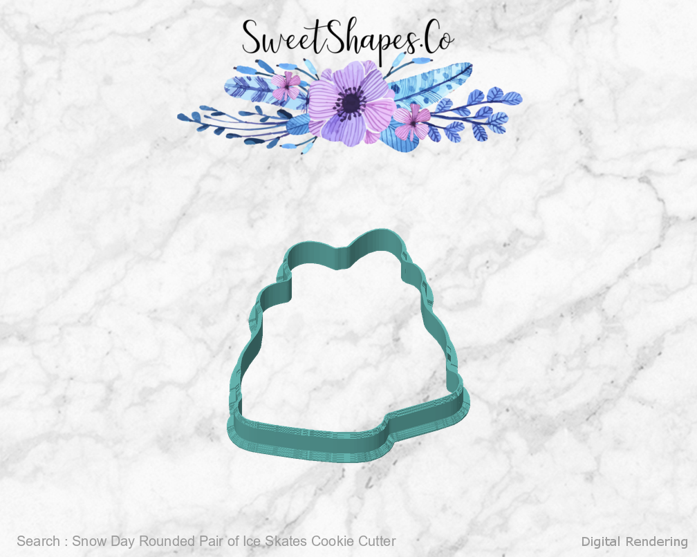 Snow Day Rounded Pair of Ice Skates Cookie Cutter — front view