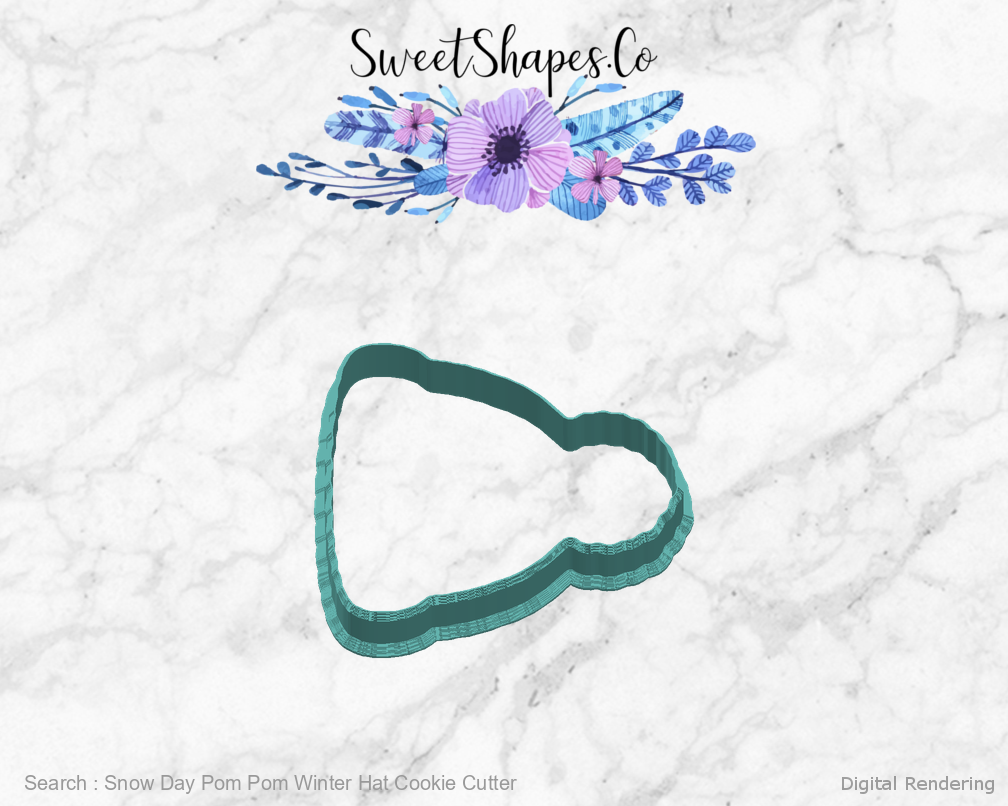 Snow Day Pom Pom Winter Hat Cookie Cutter — right view