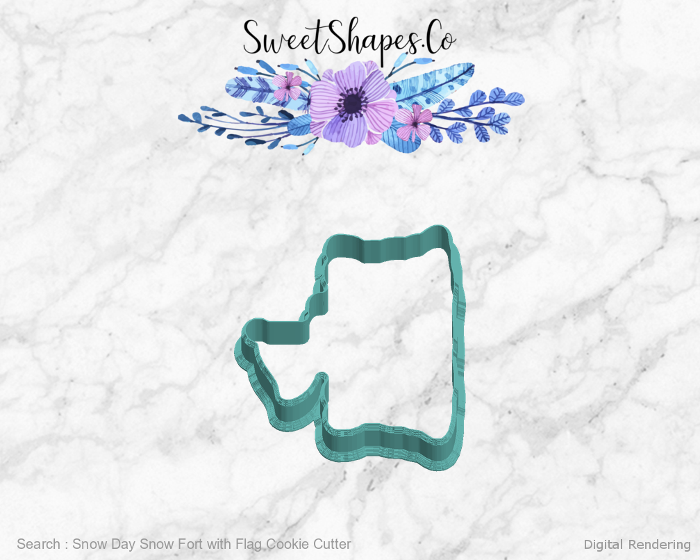 Snow Day Snow Fort with Flag Cookie Cutter — left view