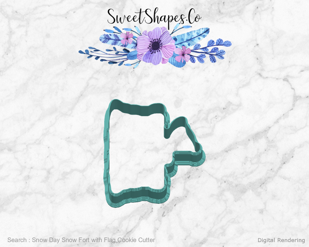 Snow Day Snow Fort with Flag Cookie Cutter — right view