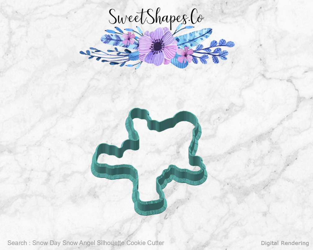 Snow Day Snow Angel Silhouette Cookie Cutter — angled front view