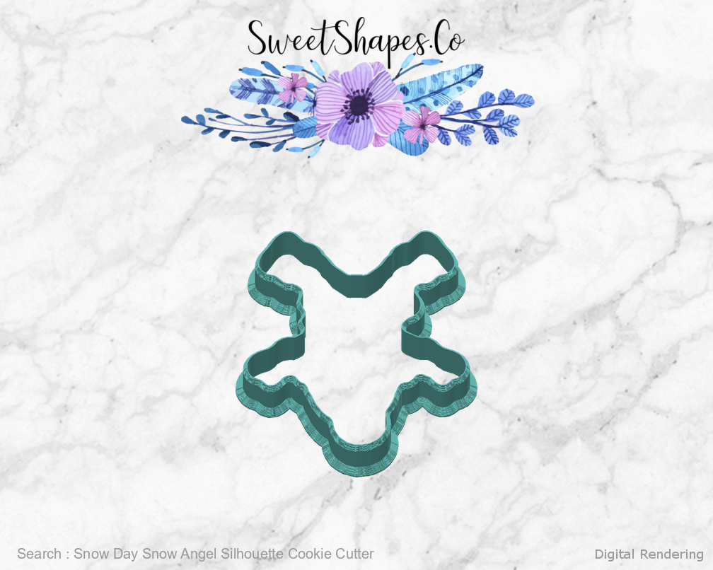 Snow Day Snow Angel Silhouette Cookie Cutter — back view