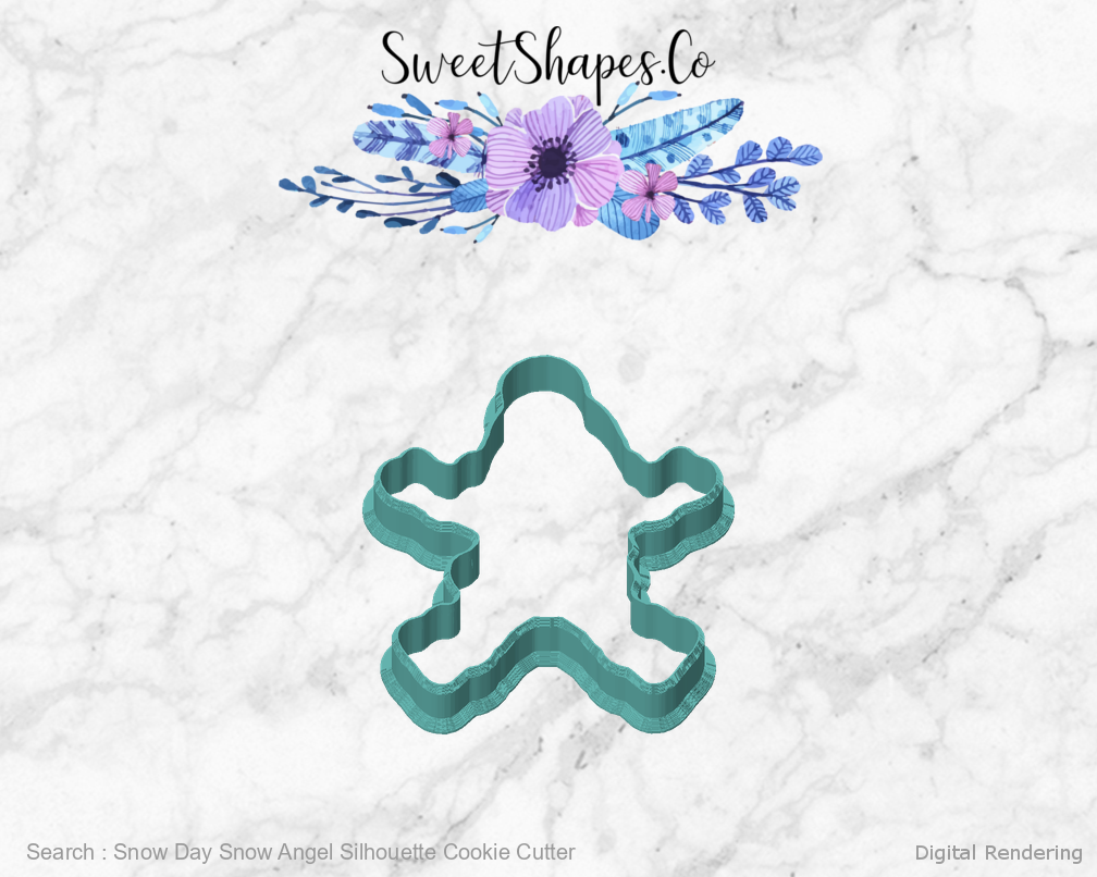Snow Day Snow Angel Silhouette Cookie Cutter — front view